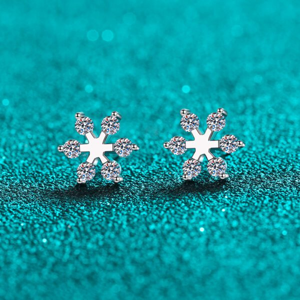 Snowflake Moissanite Stud Earrings - Image 2