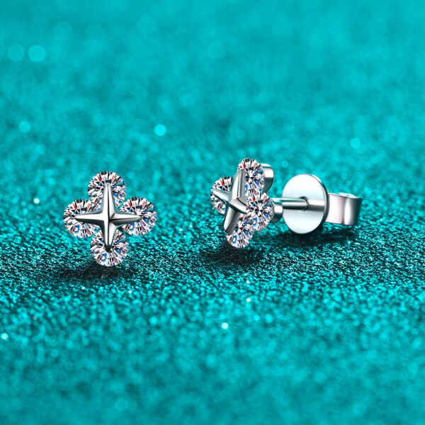 Clover Moissanite Stud Earrings - Image 2