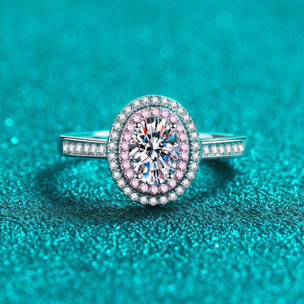 Oval Pink Moissanite Ring - Image 2