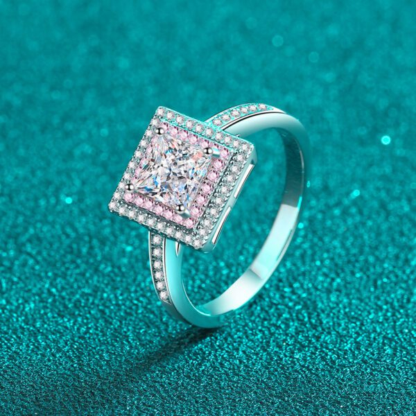 Square Pink Moissanite Ring - Image 3