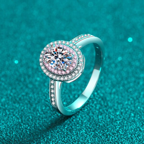 Oval Pink Moissanite Ring - Image 3