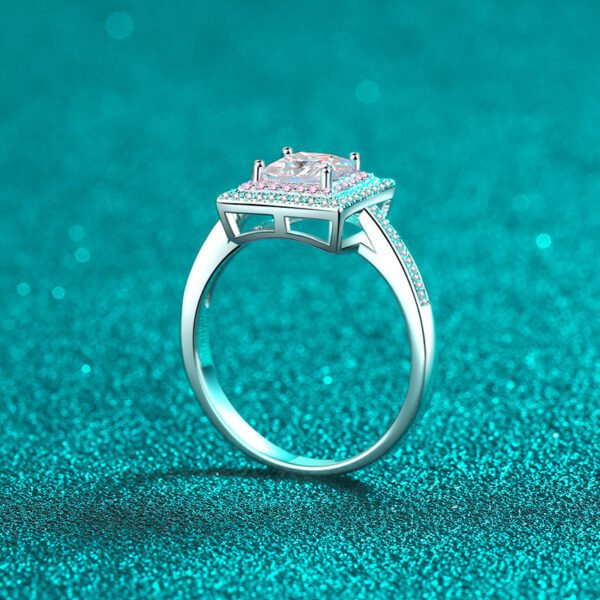 Square Pink Moissanite Ring - Image 4