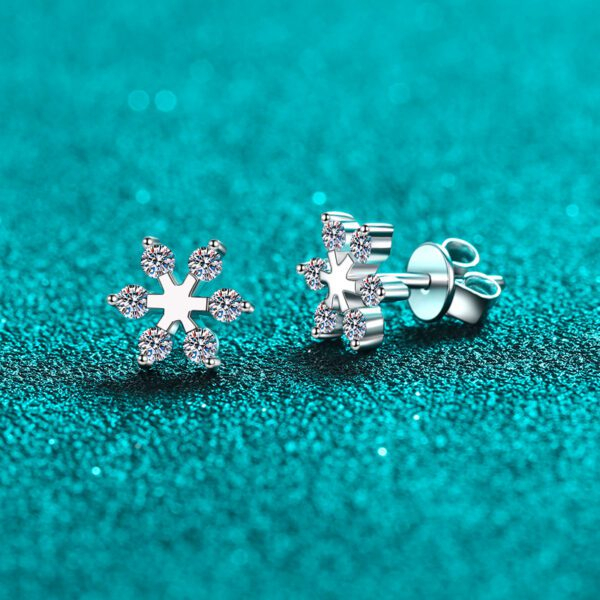 Snowflake Moissanite Stud Earrings - Image 3