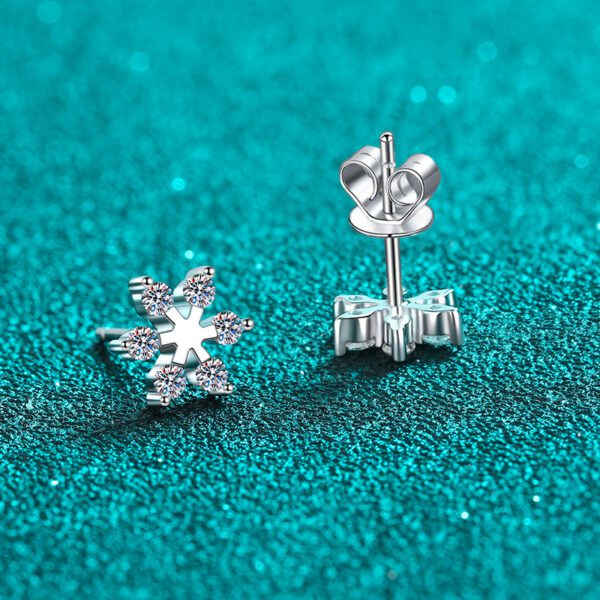 Snowflake Moissanite Stud Earrings - Image 4