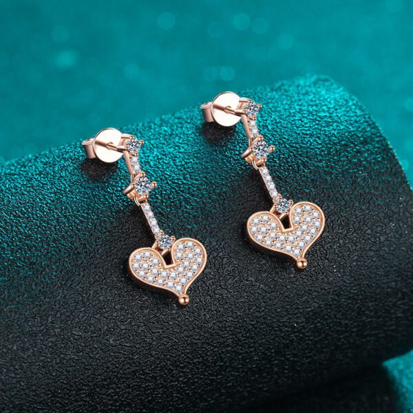 Heart Moissanite Fragmented Diamond Pendant Earrings - Image 2