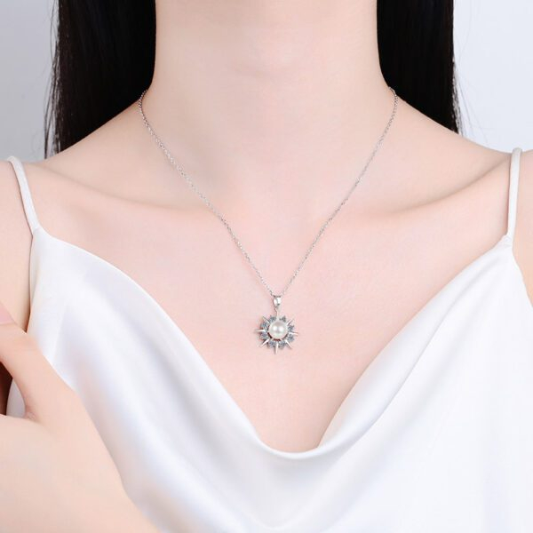 Pearl Sunflower Moissanite Pendant